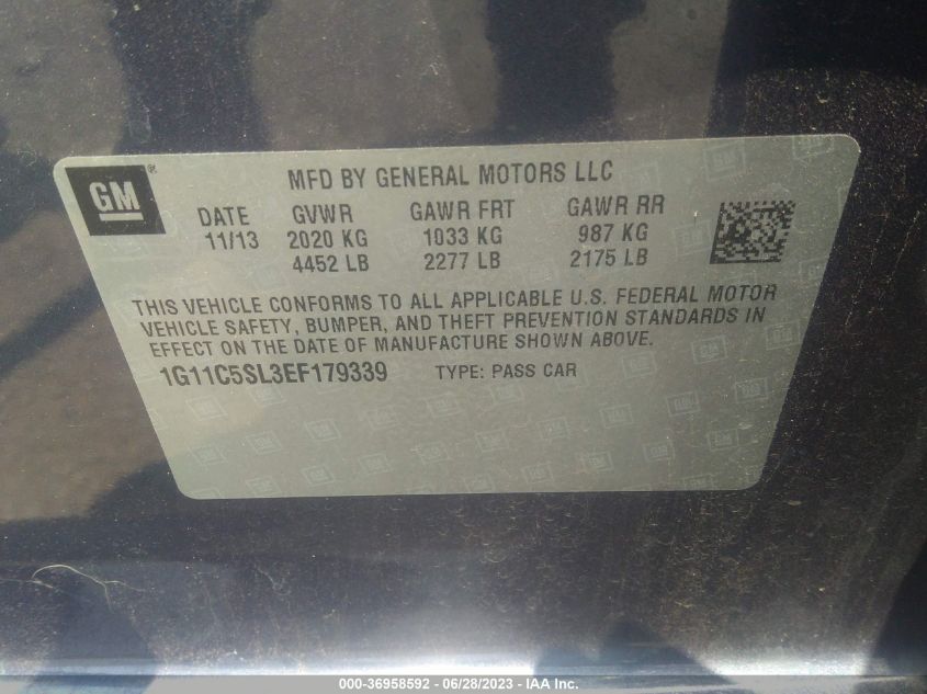 2014 CHEVROLET MALIBU LT - 1G11C5SL3EF179339
