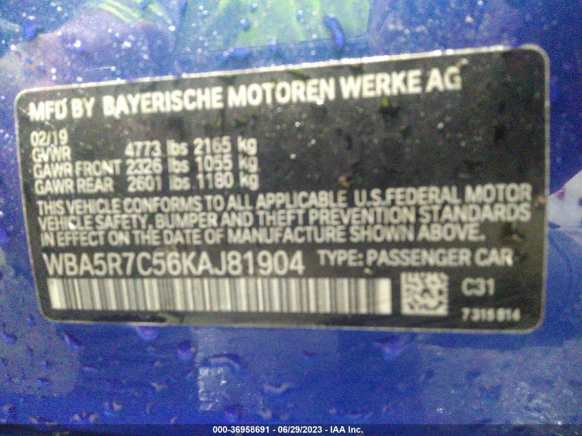 2019 BMW 3 SERIES 330I XDRIVE - WBA5R7C56KAJ81904