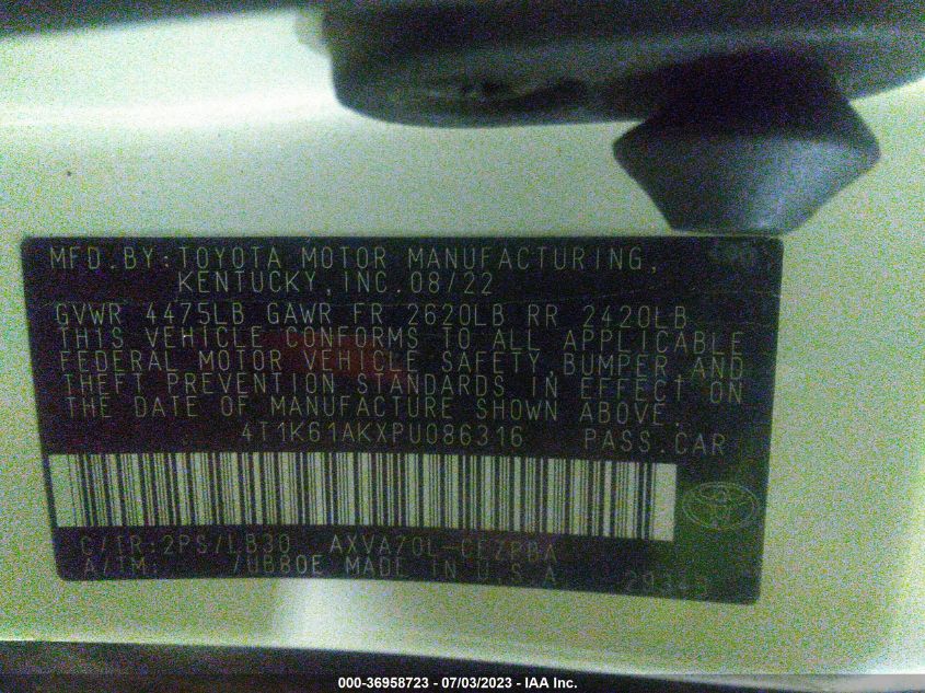 2023 TOYOTA CAMRY XSE - 4T1K61AKXPU086316