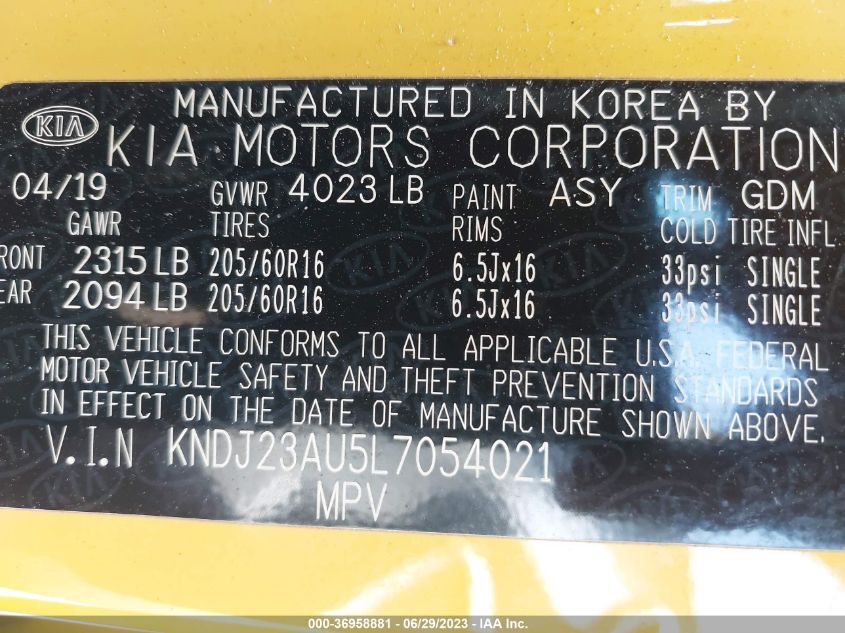 2020 KIA SOUL LX - KNDJ23AU5L7054021