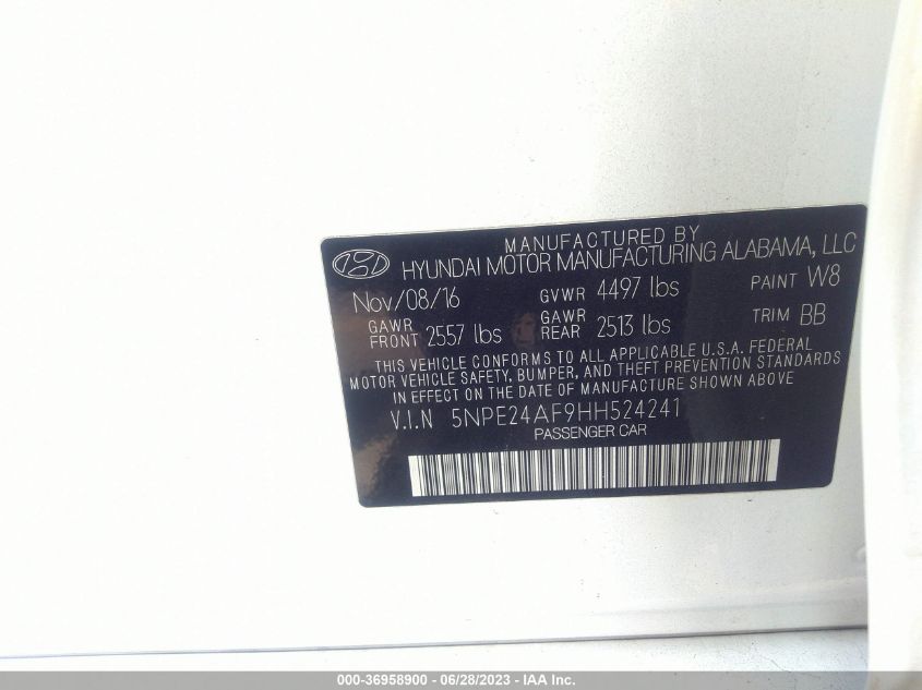 2017 HYUNDAI SONATA SE - 5NPE24AF9HH524241