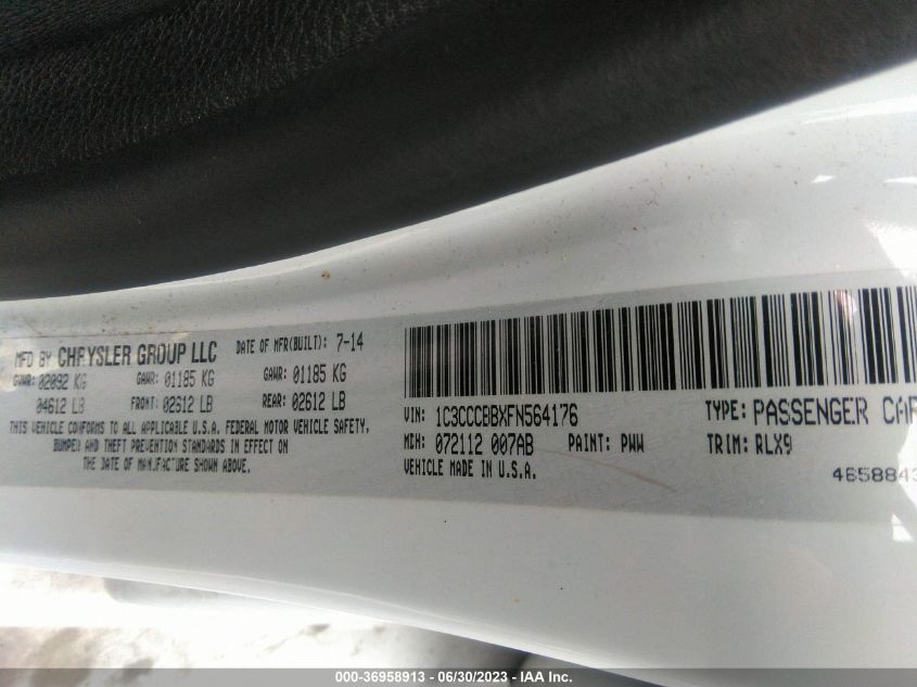 2015 CHRYSLER 200 S - 1C3CCCBBXFN564176