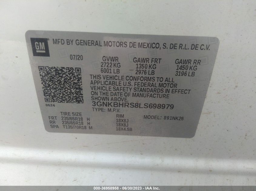 2020 CHEVROLET BLAZER 2LT - 3GNKBHRS8LS698979