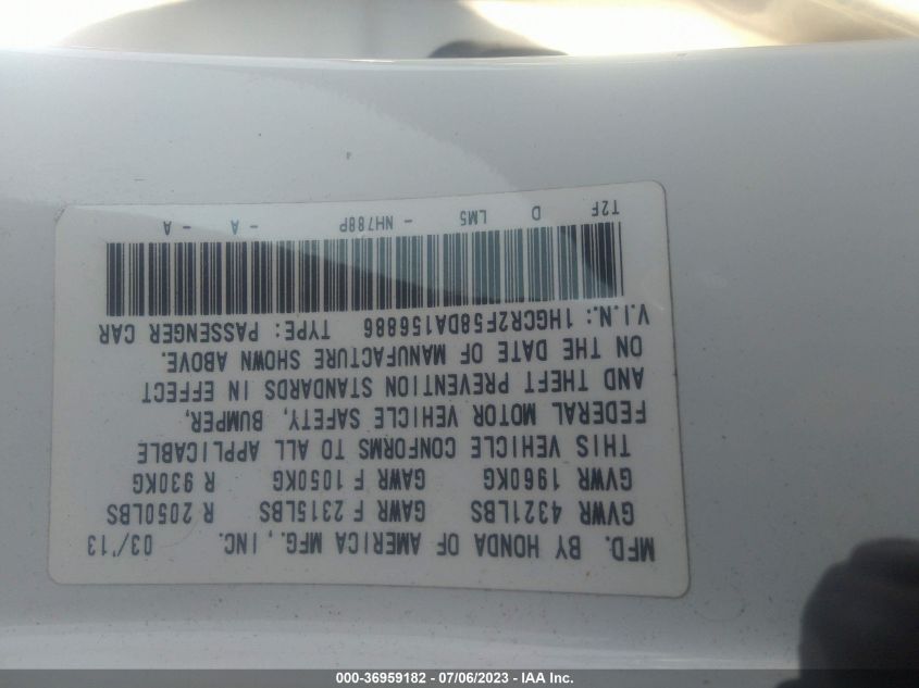 2013 HONDA ACCORD SDN SPORT - 1HGCR2F58DA156886