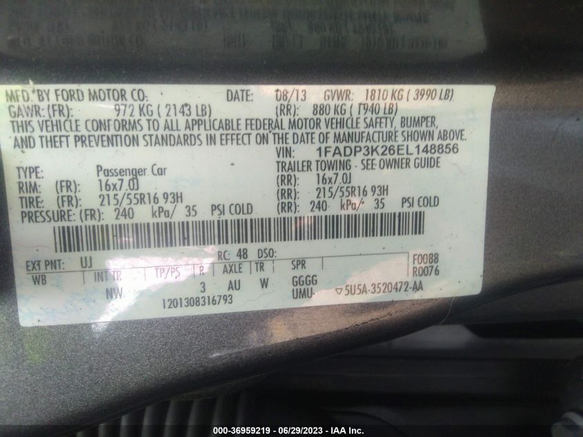 2014 FORD FOCUS SE - 1FADP3K26EL148856