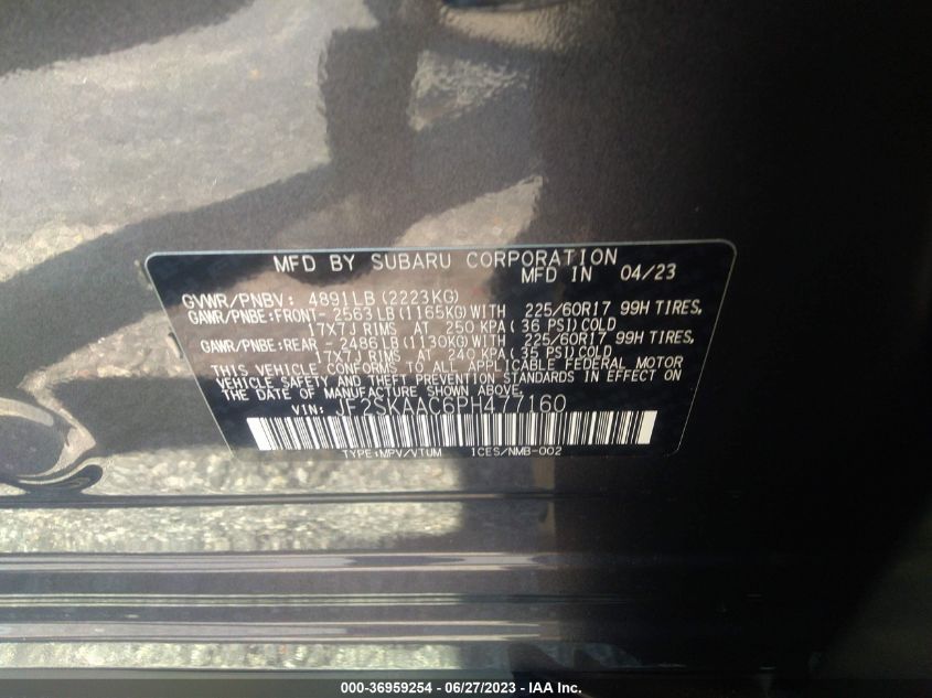 2023 SUBARU FORESTER - JF2SKAAC6PH477160