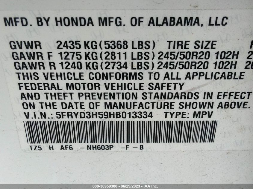2017 ACURA MDX W/TECHNOLOGY PKG - 5FRYD3H59HB013334