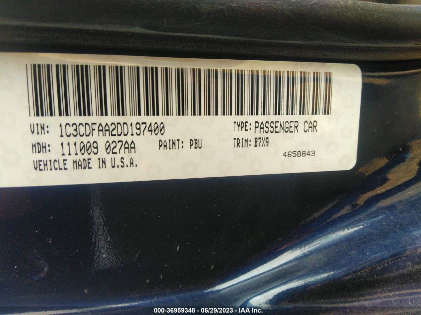 2013 DODGE DART SE - 1C3CDFAA2DD197400