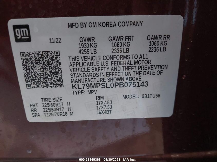 2023 CHEVROLET TRAILBLAZER LT - KL79MPSL0PB075143