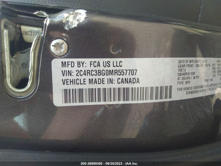 2021 CHRYSLER PACIFICA TOURING L - 2C4RC3BG0MR557707