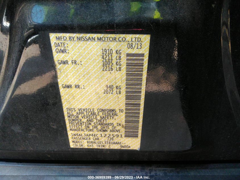 2014 NISSAN ALTIMA 2.5 SV - 1N4AL3AP4EC122591
