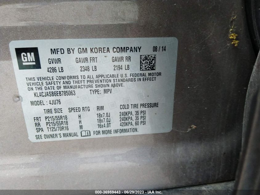 2014 BUICK ENCORE - KL4CJASB6EB785063