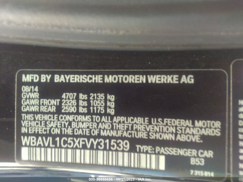 2015 BMW X1 XDRIVE28I - WBAVL1C5XFVY31539