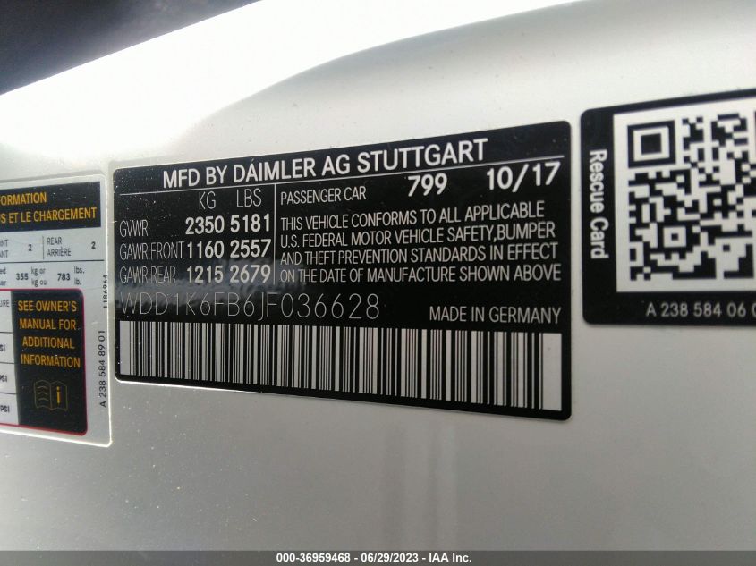 2018 MERCEDES-BENZ E-CLASS E 400 - WDD1K6FB6JF036628