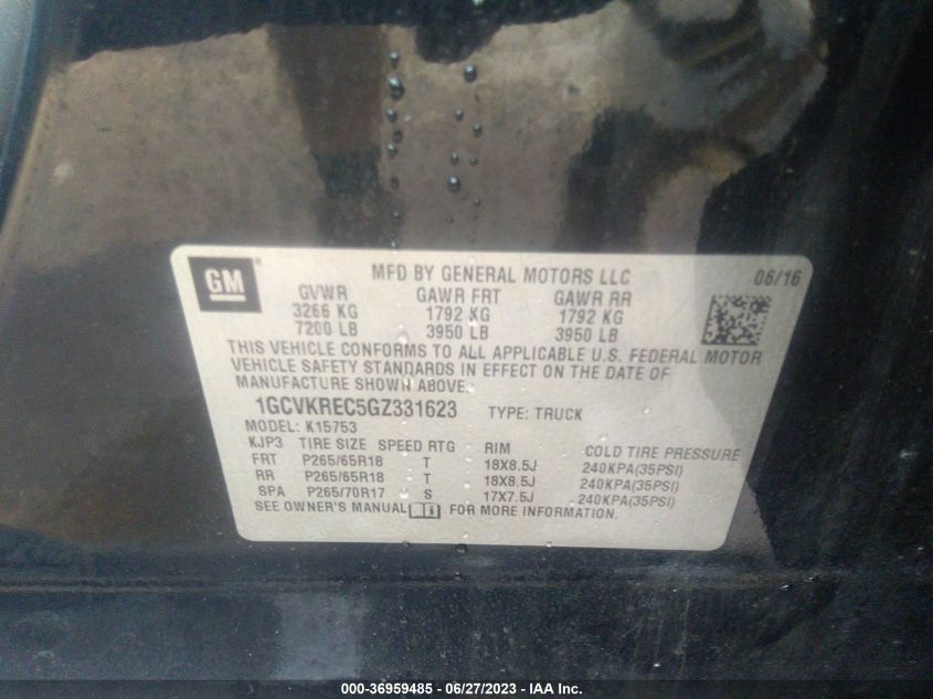 2016 CHEVROLET SILVERADO 1500 LT - 1GCVKREC5GZ331623