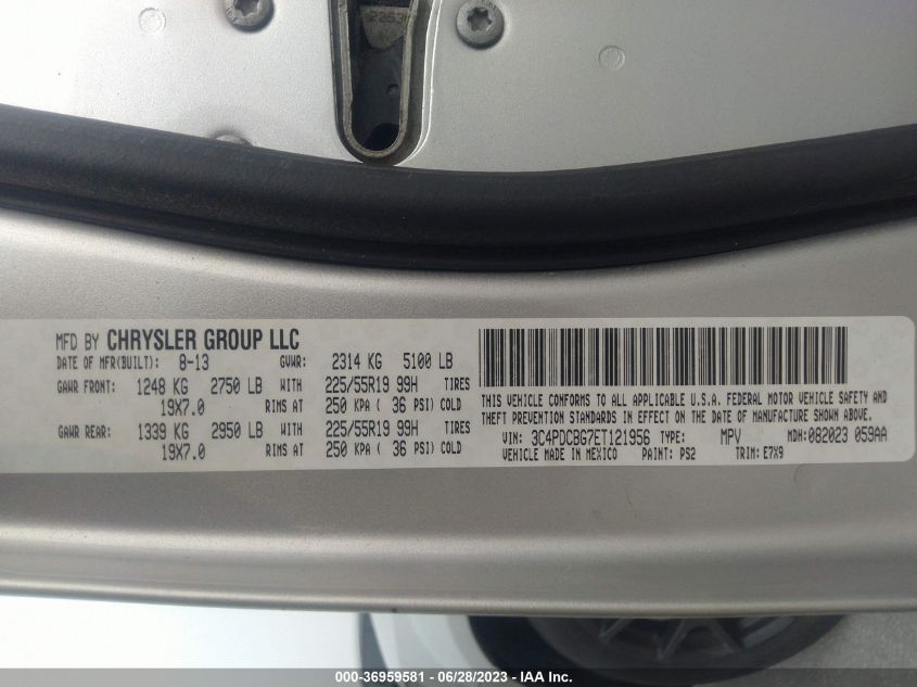 2014 DODGE JOURNEY SXT - 3C4PDCBG7ET121956