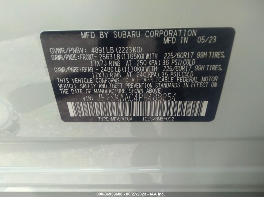 2023 SUBARU FORESTER - JF2SKAAC4PH488254