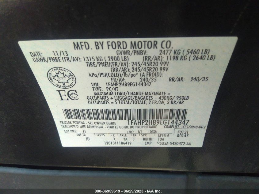 2014 FORD TAURUS SEL - 1FAHP2H89EG144347