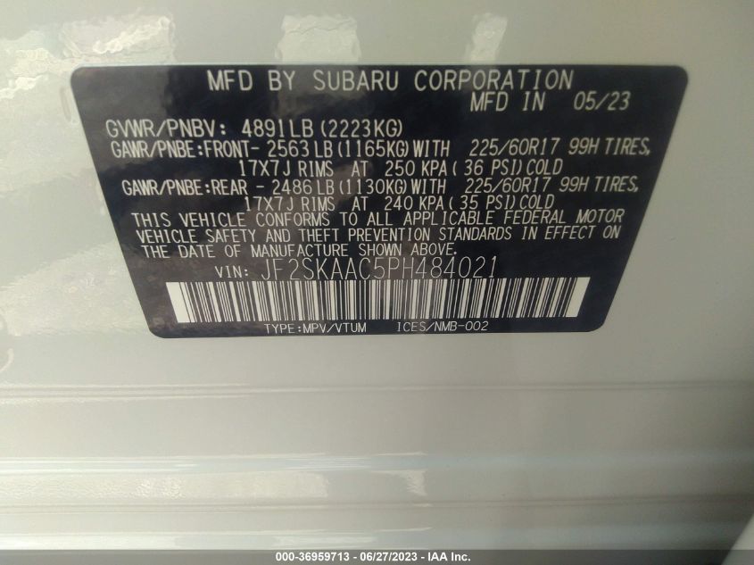 2023 SUBARU FORESTER - JF2SKAAC5PH484021