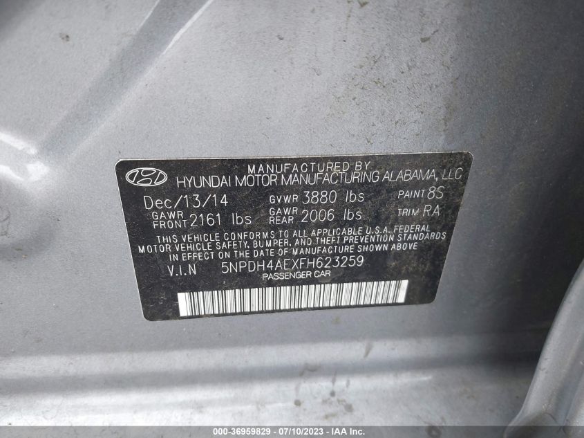 2015 HYUNDAI ELANTRA SE - 5NPDH4AEXFH623259
