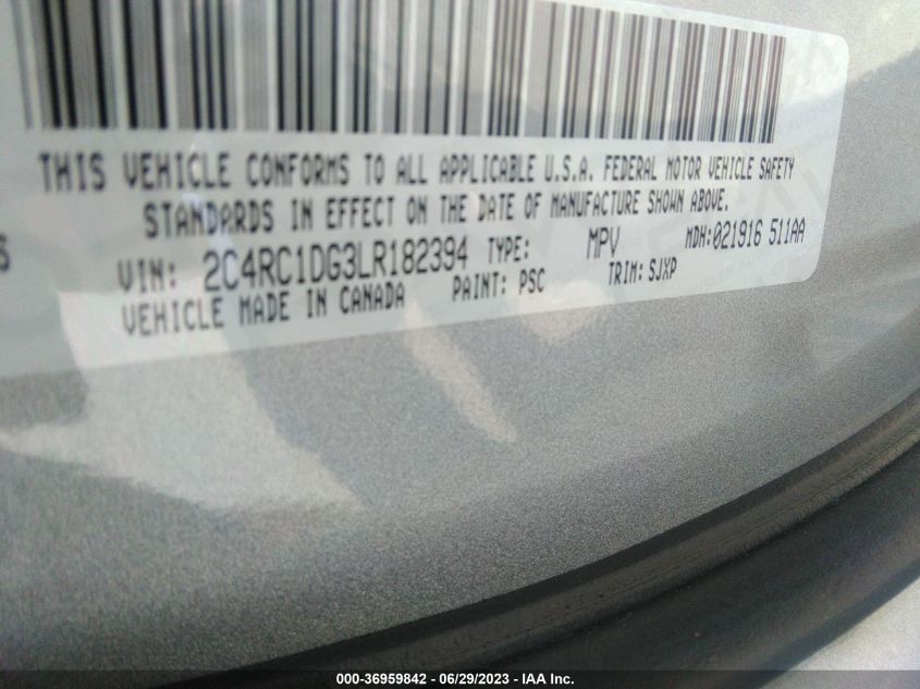2020 CHRYSLER VOYAGER LXI - 2C4RC1DG3LR182394