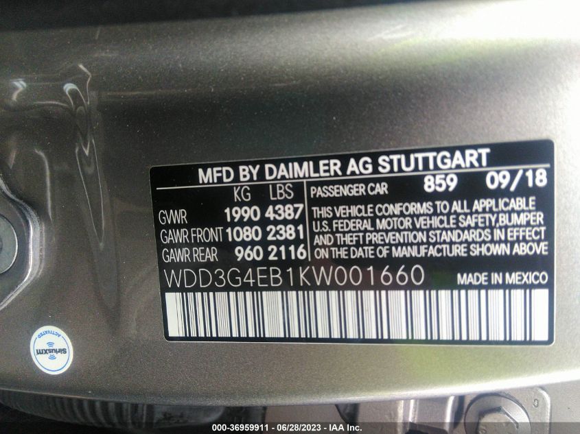 2019 MERCEDES-BENZ A-CLASS A 220 - WDD3G4EB1KW001660