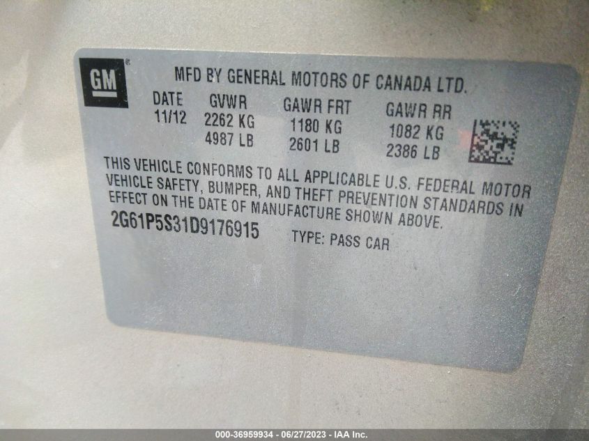 2013 CADILLAC XTS LUXURY - 2G61P5S31D9176915