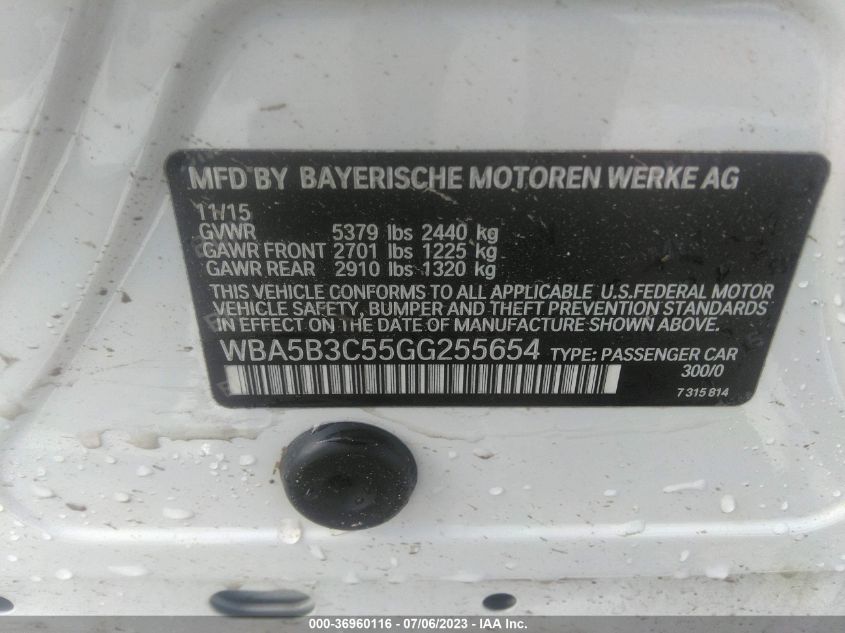 2016 BMW 5 SERIES 535I XDRIVE - WBA5B3C55GG255654