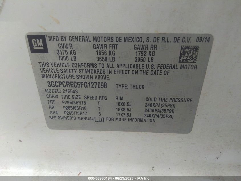 2015 CHEVROLET SILVERADO 1500 LT - 3GCPCREC5FG127098