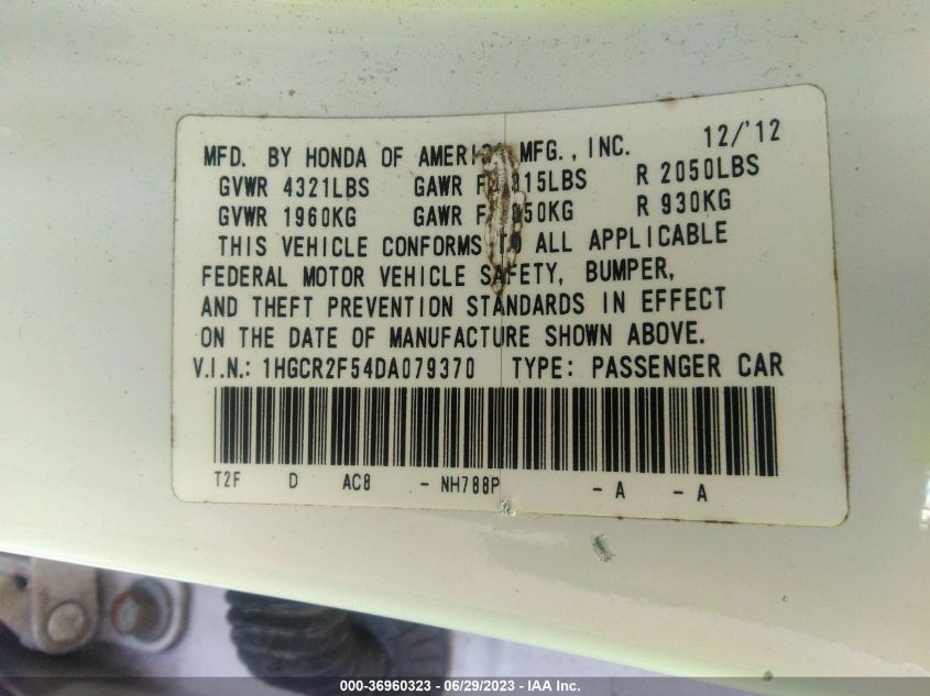 2013 HONDA ACCORD SDN SPORT - 1HGCR2F54DA079370