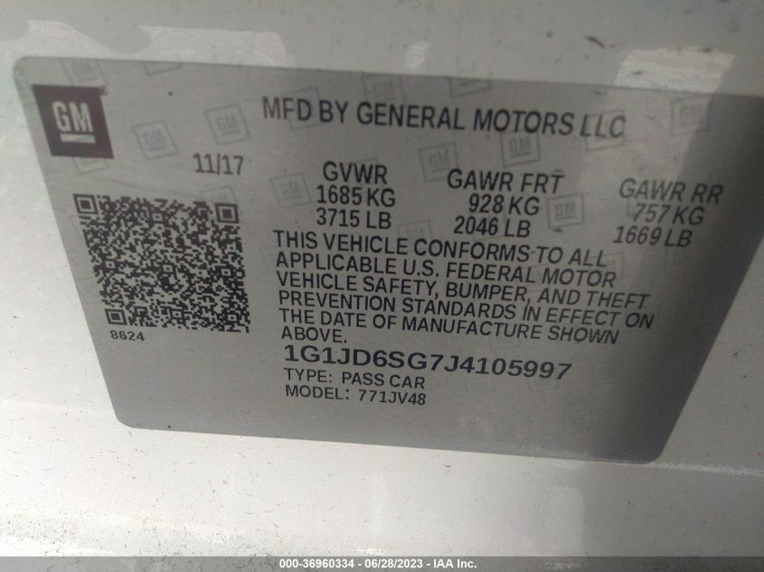2018 CHEVROLET SONIC LT - 1G1JD6SG7J4105997