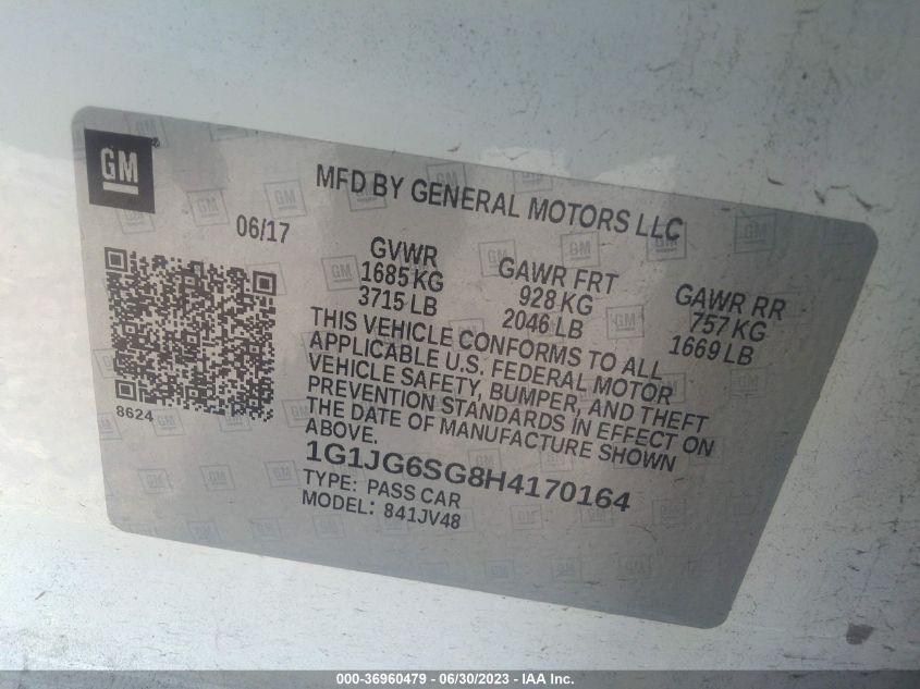 2017 CHEVROLET SONIC - 1G1JG6SG8H4170164