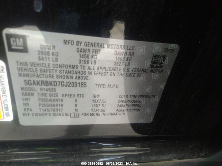 2016 BUICK ENCLAVE LEATHER - 5GAKRBKD7GJ209185