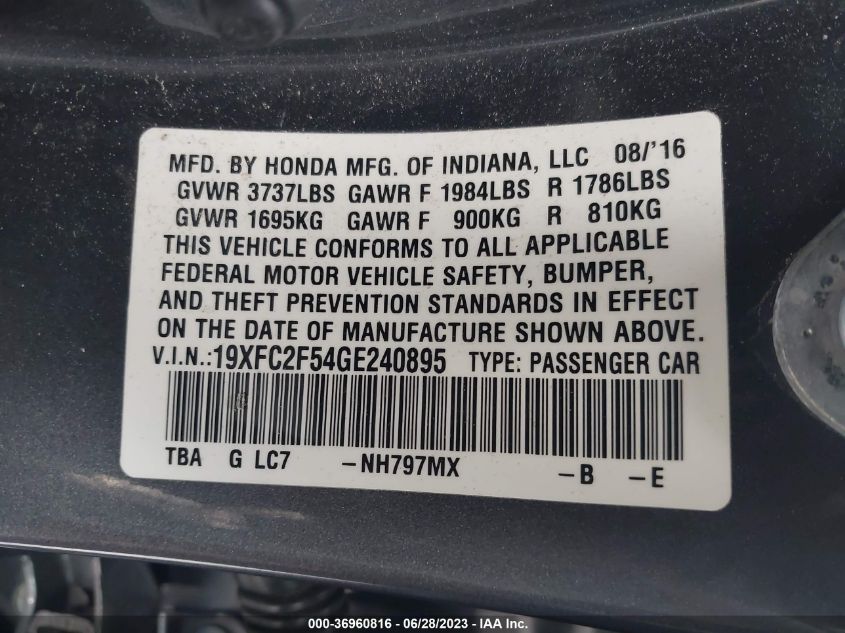 2016 HONDA CIVIC SEDAN LX - 19XFC2F54GE240895