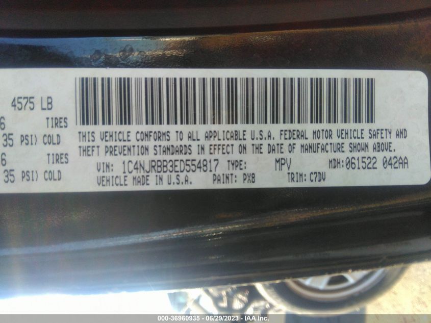 2014 JEEP PATRIOT SPORT - 1C4NJRBB3ED554817