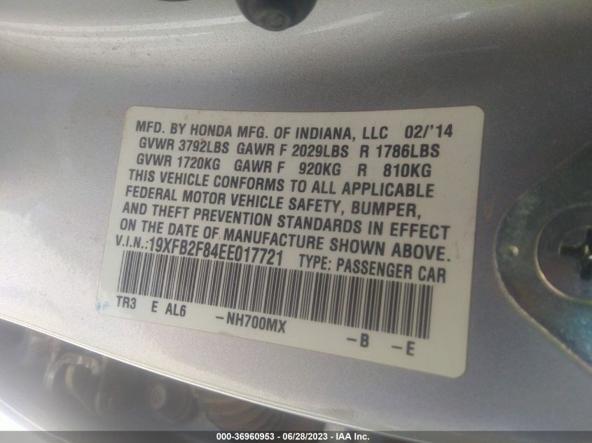 2014 HONDA CIVIC SEDAN EX - 19XFB2F84EE017721
