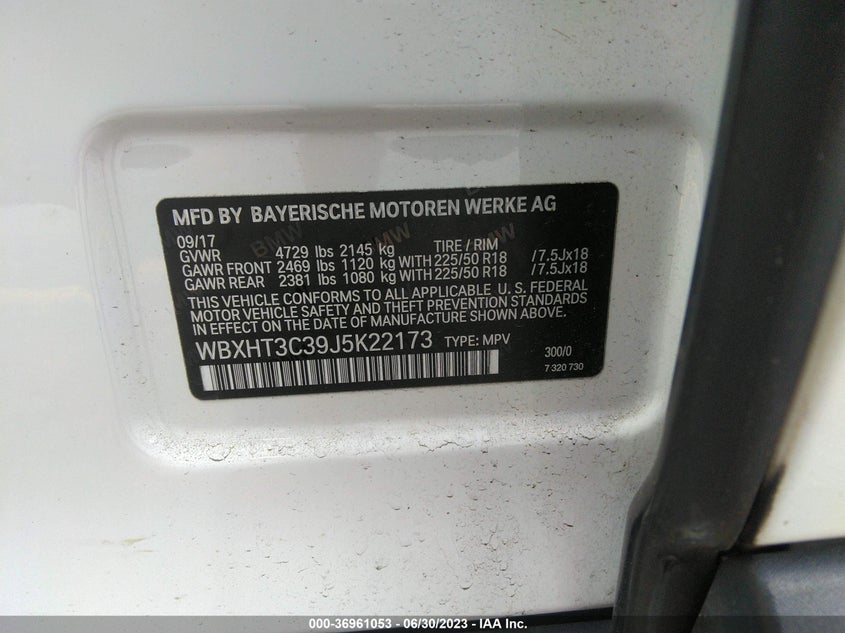 VIN WBXHT3C39J5K22173 2018 BMW X1 XDRIVE28I