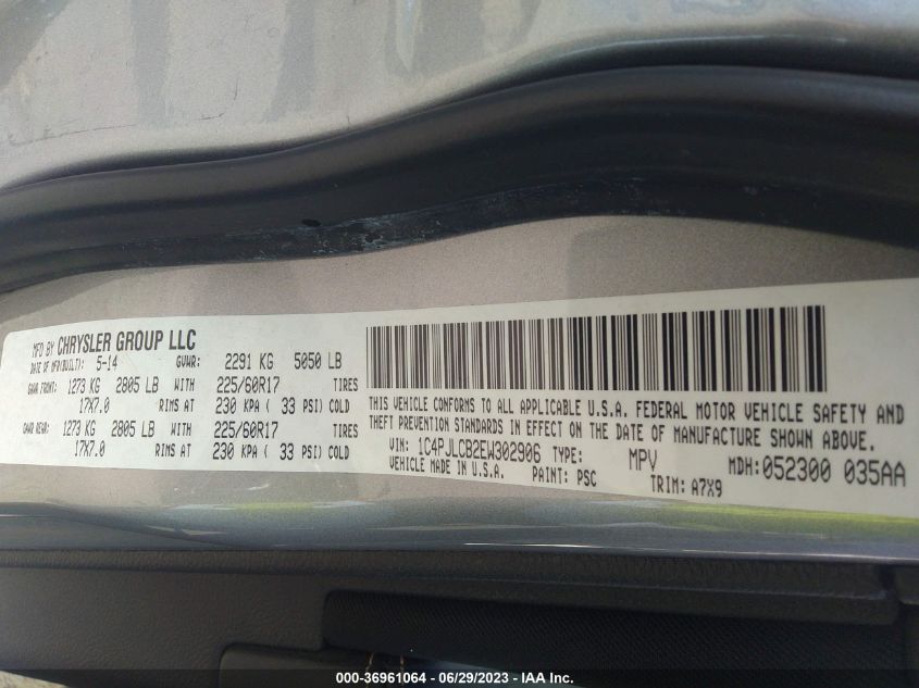 2014 JEEP CHEROKEE LATITUDE - 1C4PJLCB2EW302906