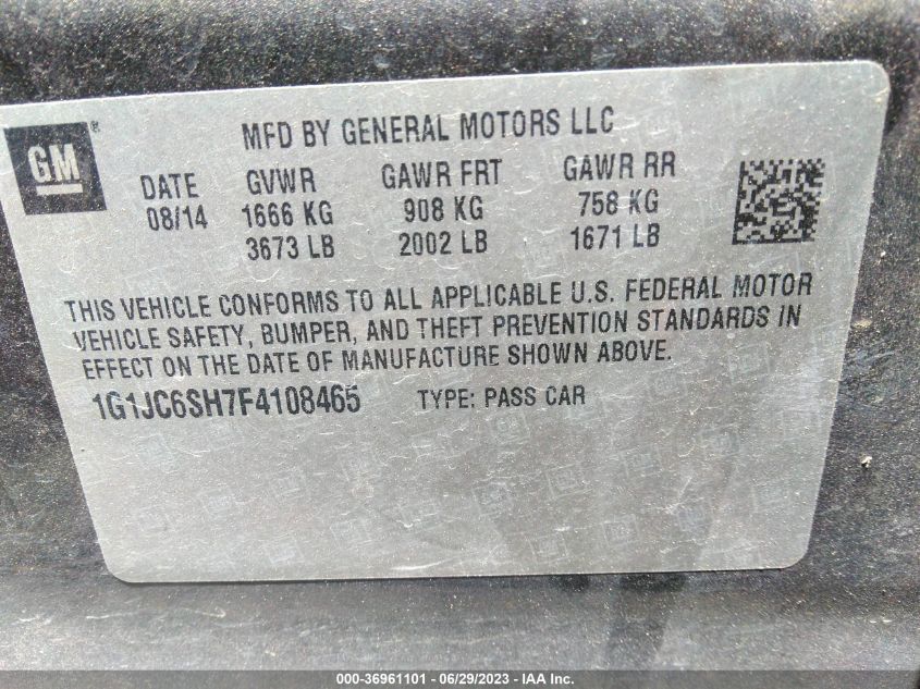 2015 CHEVROLET SONIC LT - 1G1JC6SH7F4108465