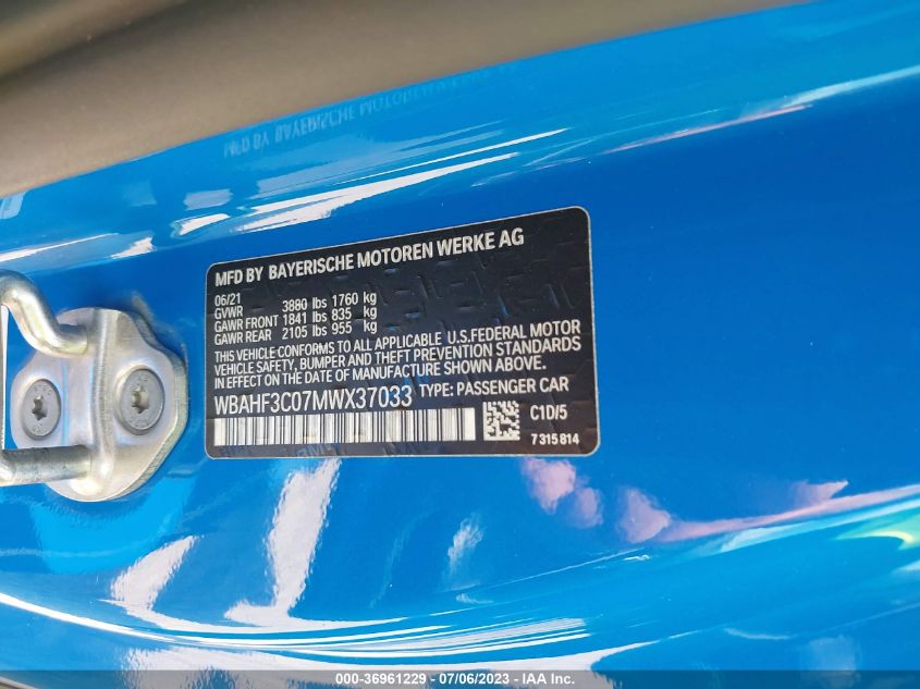 2021 BMW Z4 SDRIVE30I - WBAHF3C07MWX37033