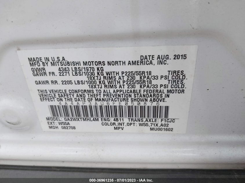 2015 MITSUBISHI OUTLANDER SPORT ES - 4A4AP3AU6FE050876