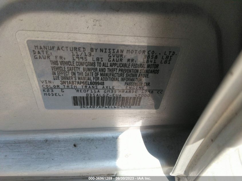 2014 NISSAN SENTRA S/SV/SR/SL - 3N1AB7AP6EL609948