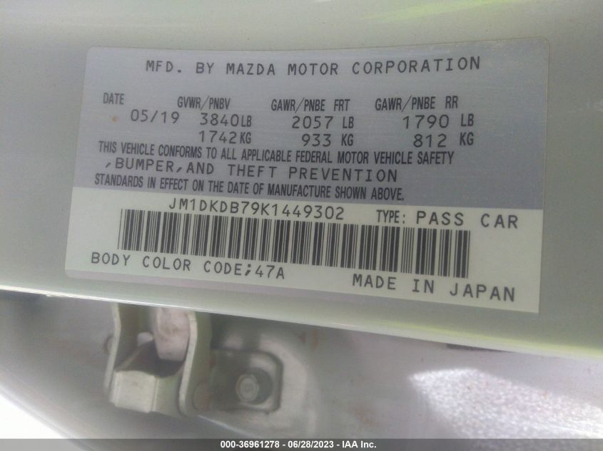 2019 MAZDA CX-3 SPORT - JM1DKDB79K1449302