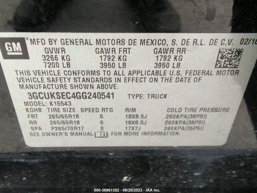 2016 CHEVROLET SILVERADO 1500 LTZ - 3GCUKSEC4GG240541