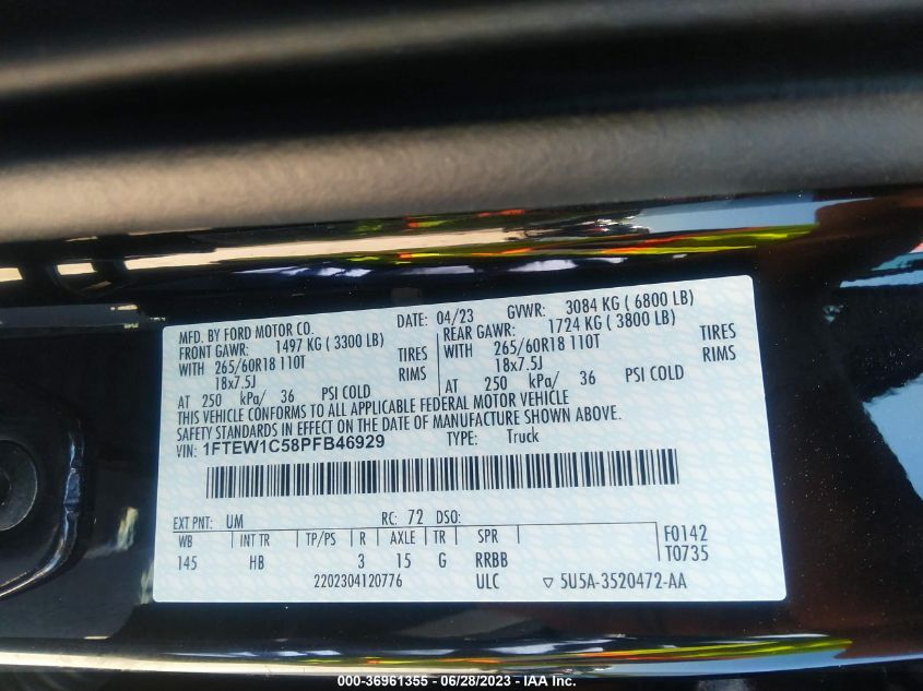 2023 FORD F-150 XL/XLT/LARIAT - 1FTEW1C58PFB46929