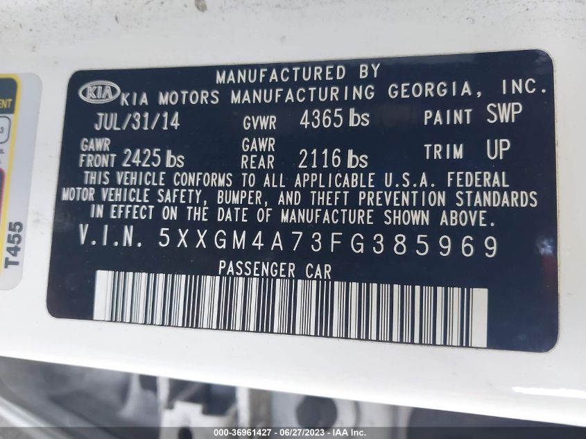 2015 KIA OPTIMA LX - 5XXGM4A73FG385969