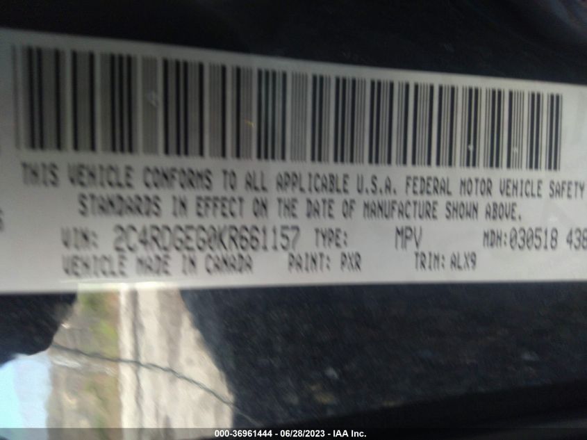 2C4RDGEG0KR661157 Dodge Grand Caravan GT 9