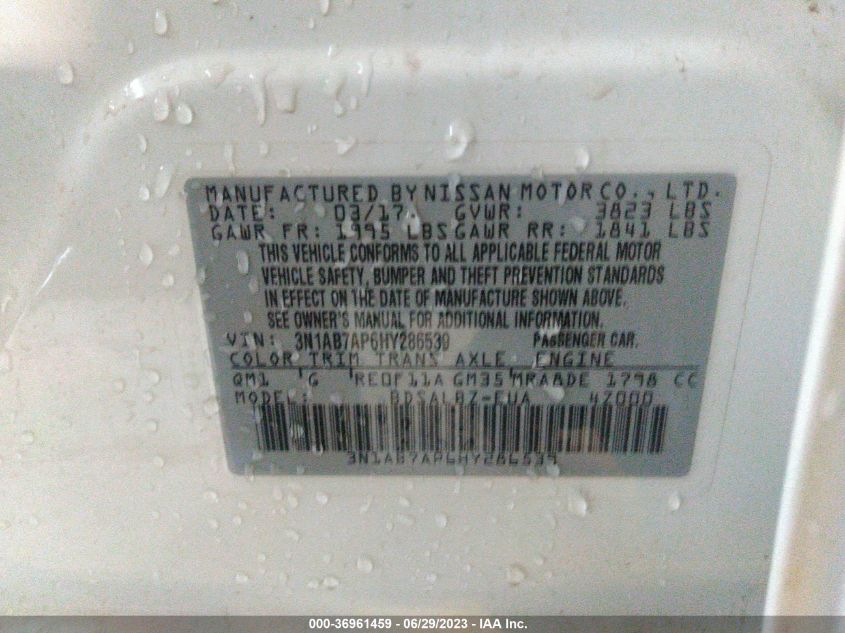 2017 NISSAN SENTRA S - 3N1AB7AP6HY286539