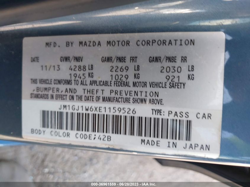 2014 MAZDA MAZDA6 I GRAND TOURING - JM1GJ1W6XE1159526