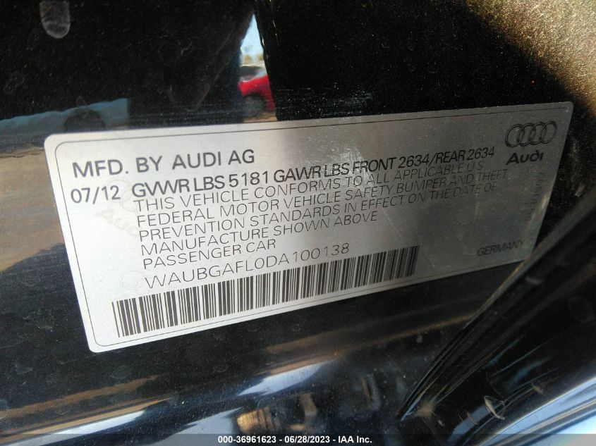 2013 AUDI S4 PREMIUM PLUS - WAUBGAFL0DA100138